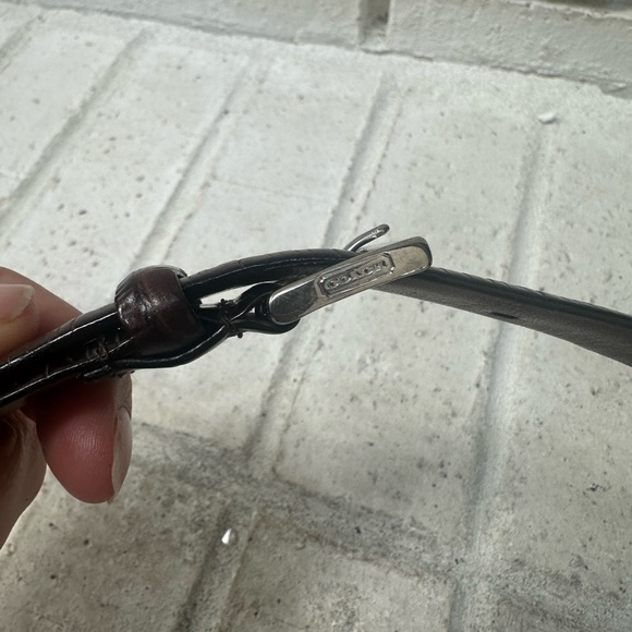 COACH Belt Brown Womens Silver Buckle Skinny Alligator Brass Leather Large 8553 - Picture 2 of 5